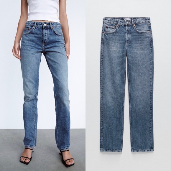 Zara Straight Leg Full Length Jeans - Picture 8 of 9